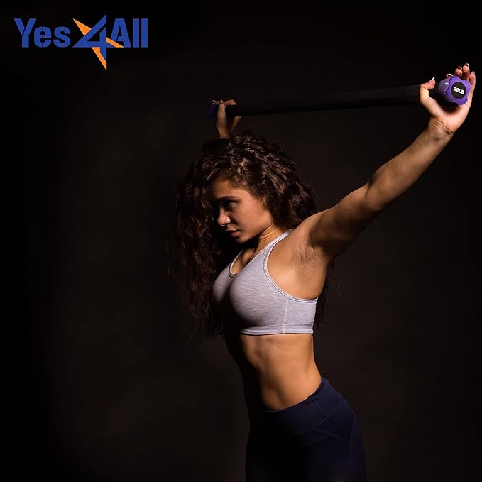 Yes4All Total Body Workout Weighted Bar, Resistance Band Bar, Racks for Strength Training, Exercise
