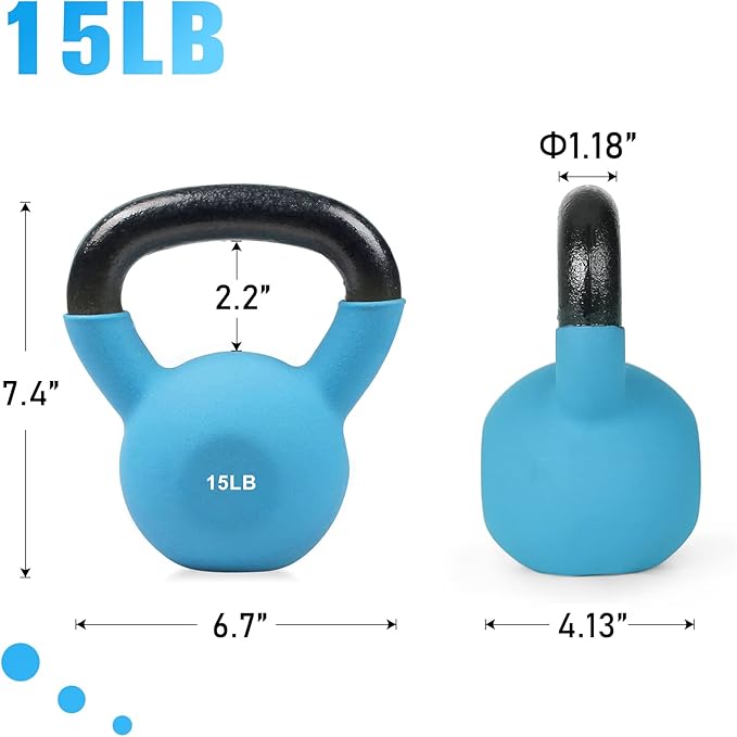 RitFit Neoprene Coated Solid Cast Iron Kettlebell 5 10 15 20 25 30 35 40 45 50 LB, Great for Full