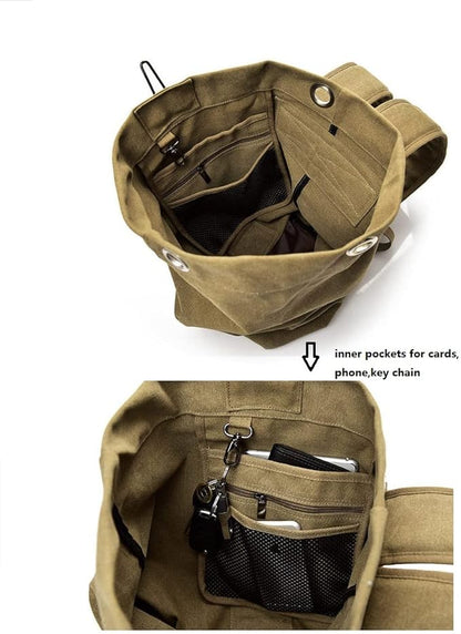 Large Capacity Travel Climbing Bag Tactical Military Duffel Bag Top Load Double Strap Canvas