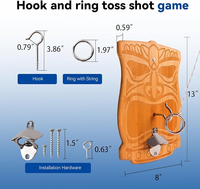 GSE Games & Sports Expert Ring Toss Game for Adults, Hook and Ring Toss Game Wall Mount for