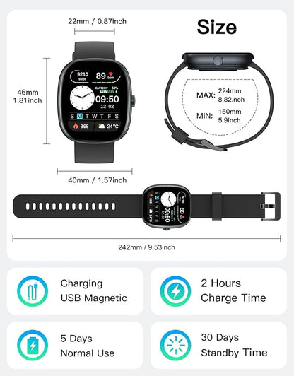 Fitness Tracker 2025 Ver. (Answer/Make Calls), 1.85" Smart Watch Fitness Watches for Women Men with
