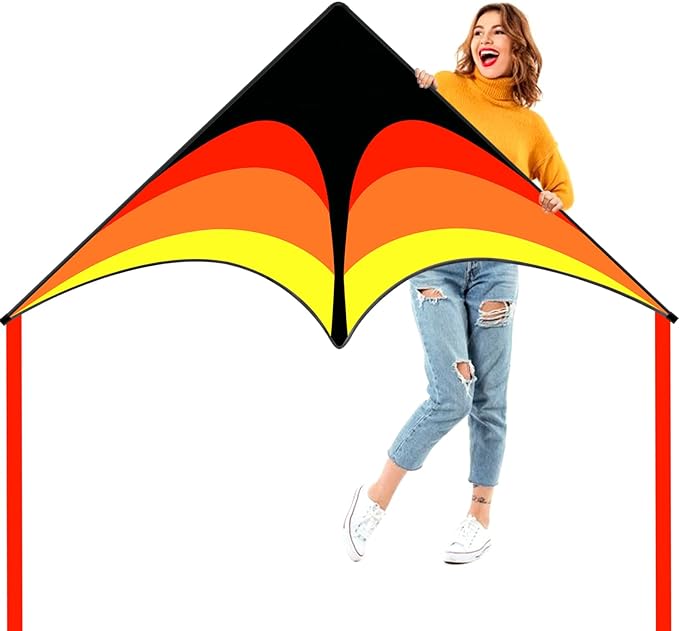 Delta Kite for Kids & Adults - Easy to Fly Large Single Line Beach Kite with 300ft String Handle
