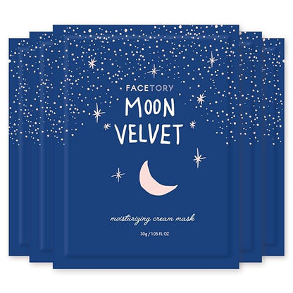 FACETORY K Beauty Face Mask Skin Care - MOON VELVET MOISTURIZING Sheet Mask with Sodium Hyaluronate