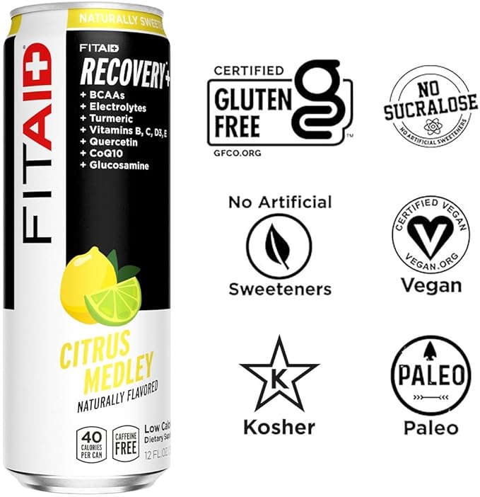 FITAID Recovery Blend, 100% Clean and Paleo Friendly, BCAAs, Glucosamine, Electrolyes, L-Glutamine
