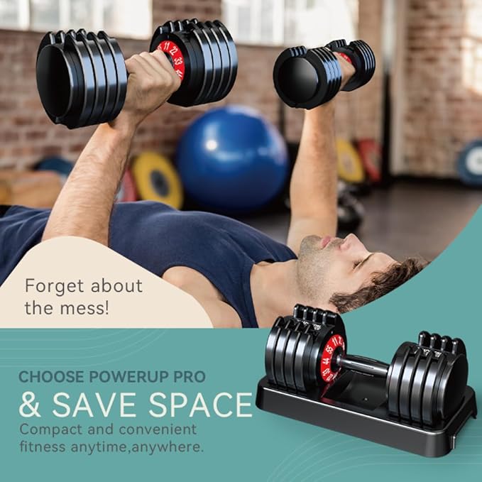 25/55lbs Adjustable Dumbbells Set, Dumbbells with Anti-Slip Metal Handle for Exercise & Fitness