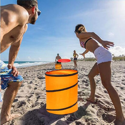 Folding Disc Toss Game Set - Flying Disc Toss Dunk Game Set - Includes 2 Disc Targets with Bean Bag