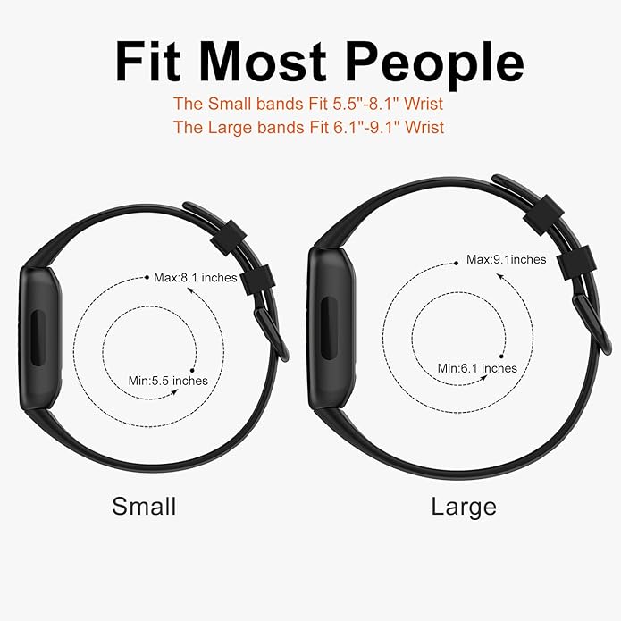 2 Pack Compatible with Fitbit Inspire 3 Bands, 15.4mm Width Soft Silicone Adjustable Sport