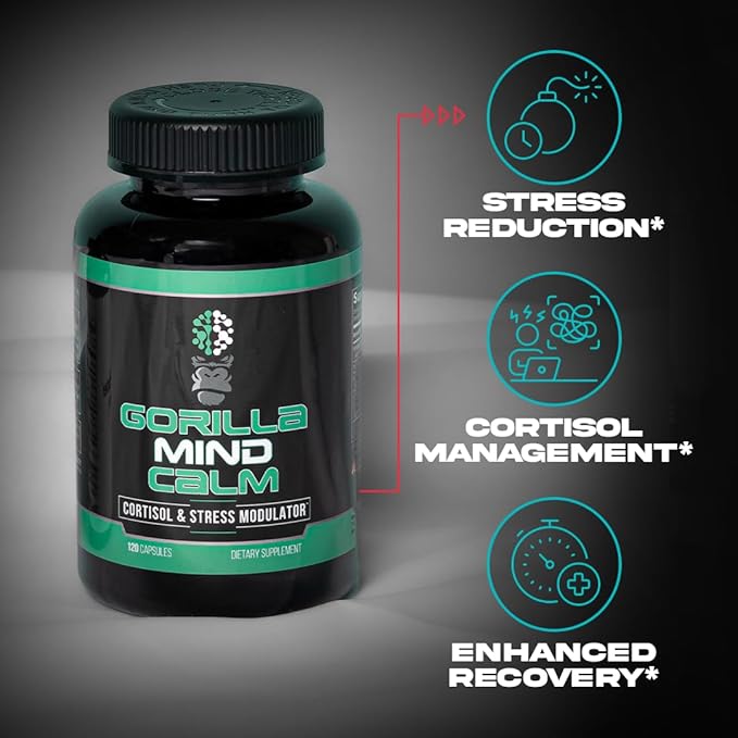 Gorilla Mind Calm (120 Capsules) - Potent Relaxation & Stress Reduction | Cortisol & Stress