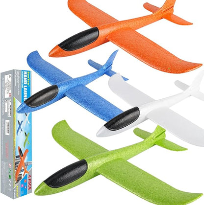 BooTaa 4 Pack Airplane/Flying Toys, 17.5" Large Throwing Foam Plane/Gliders, 2 Flight Mode