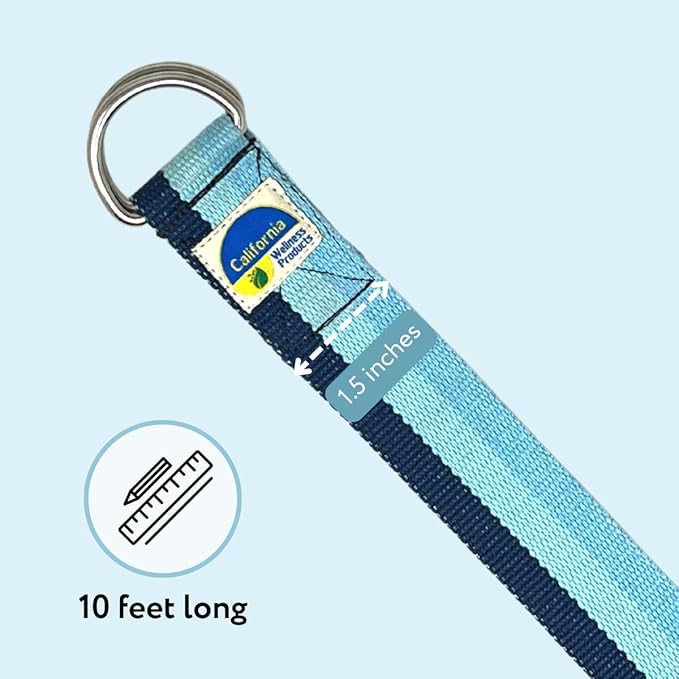 California Yoga Strap | Yoga Belt with Safe Adjustable D-Ring Buckle for Pilates | Stretching Strap