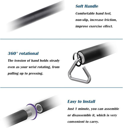 Resistance Band Bar, 26.4in or 39.4in, Workout Bar for Fitness, Portable Weightlifting Training