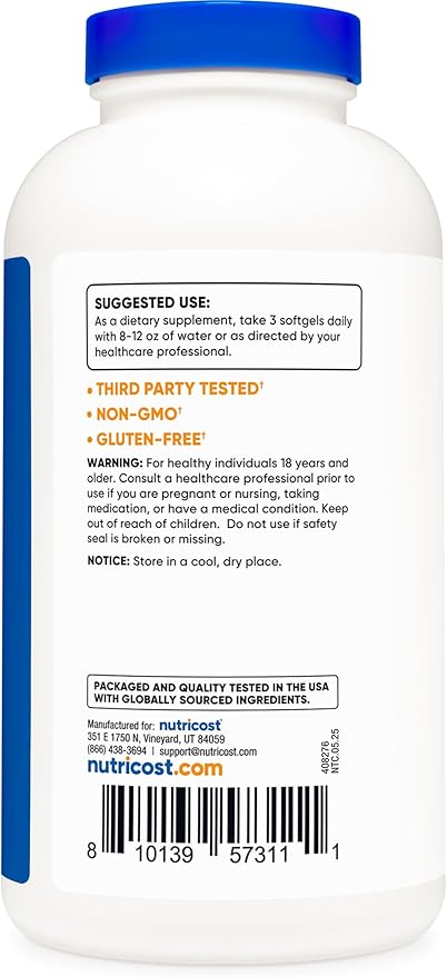 Nutricost CLA (Conjugated Linoleic Acid) 2,400mg, 240 Softgels - Gluten Free, Non-GMO, 800mg Per