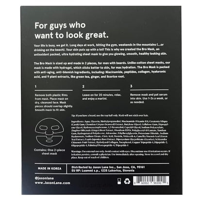 BRO MASK Korean Face Mask for Men: Premium Mens Face Mask Skin Care & Facial Anti Aging Sheet Masks