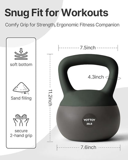 YOTTOY Soft Kettlebell, Set for Strength Training Kettlebells & Home Workouts, Soft-Sided Cushioned