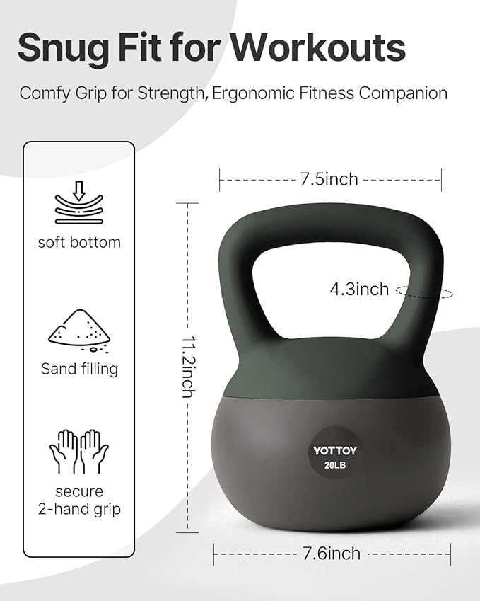 YOTTOY Soft Kettlebell, Set for Strength Training Kettlebells & Home Workouts, Soft-Sided Cushioned