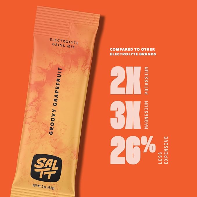 Keto Chow SALTT Electrolytes Powder Packets, Groovy Grapefruit (30 Hydration Packets) - Magnesium