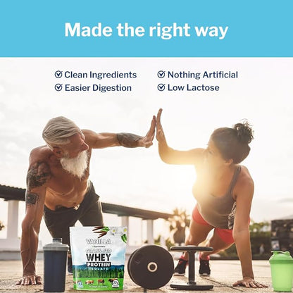 Opportuniteas Grass Fed Vanilla Whey Protein Isolate Powder - 22g Protein Powder Without Artificial