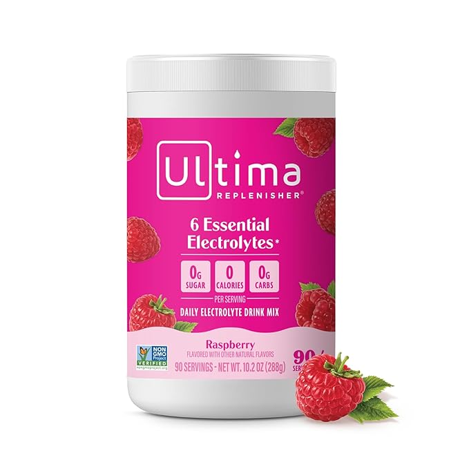 Ultima Replenisher Daily Electrolyte Powder Drink Mix ??Sugar Free ??Raspberry, 90 Servings