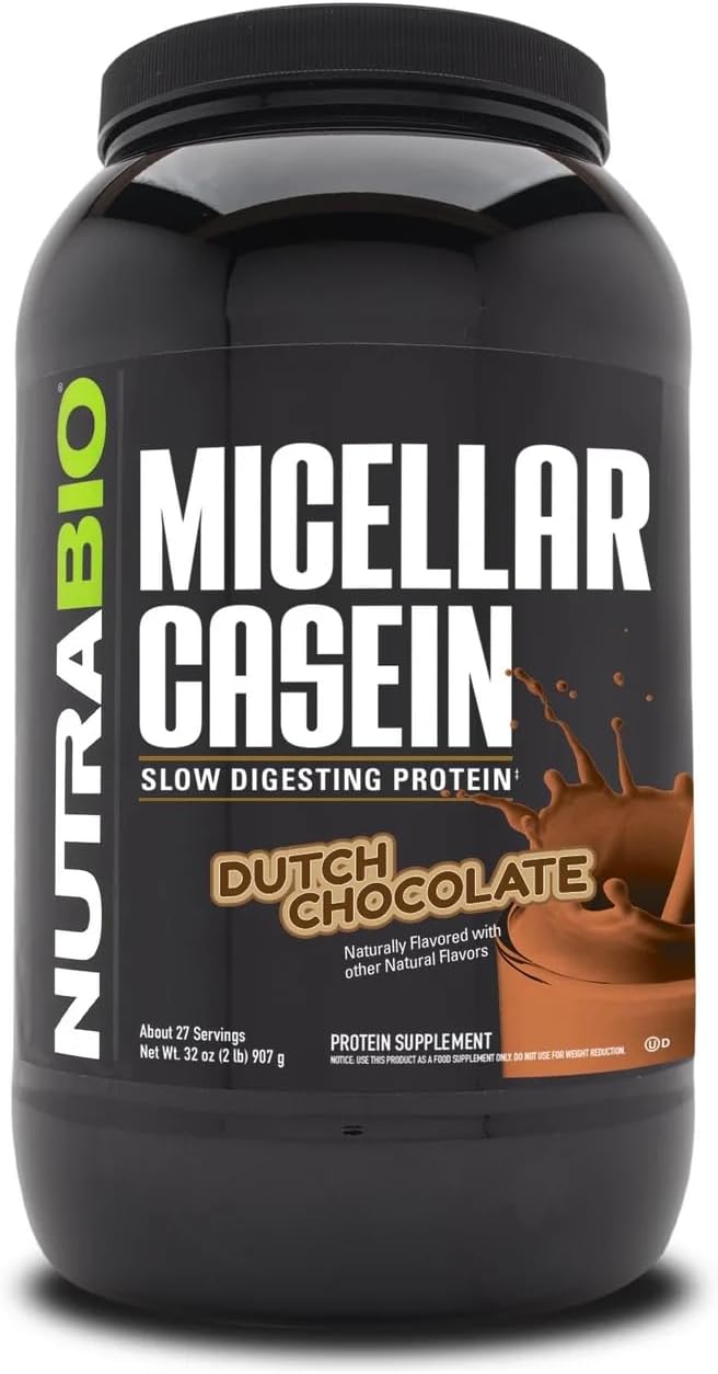 NutraBio Casein Protein Powder, Micellar Casien Powder, 25g Slow Digesting Protein, Helps Keep You
