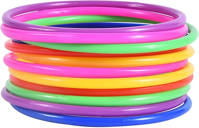 OBTANIM 12 Pcs Plastic Ring Toss Game for Kids and Outdoor Toss Rings for Speed and Agility