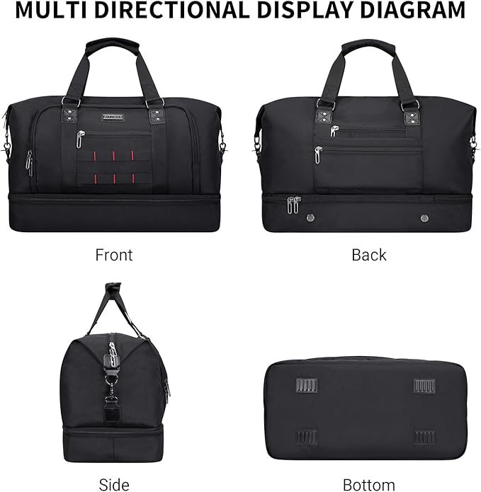 WITZMAN Travel Duffle Bags for Men Weekender Bags with Toiletry Bag Sets Carry On Overnight Bag 55L