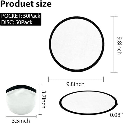 Foldable Flying Disc Fans Set with Bags, 9.8 Inch Black Egde Fabric Beach Flying Disc for Wedding