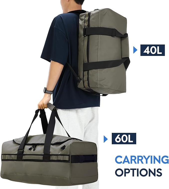 Haimont Water Resistant Backpack Duffle Heavy Duty Convertible Duffle Bag with Backpack Straps for