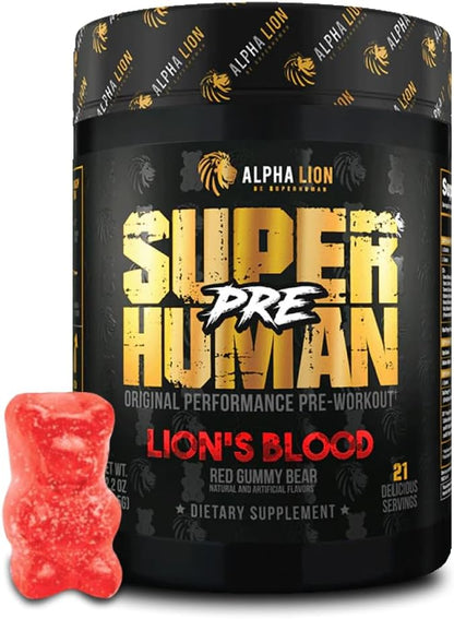 ALPHA LION Pre Workout Powder, Beta Alanine, L-Taurine & Tri-Source Caffeine for Sustained Energy &