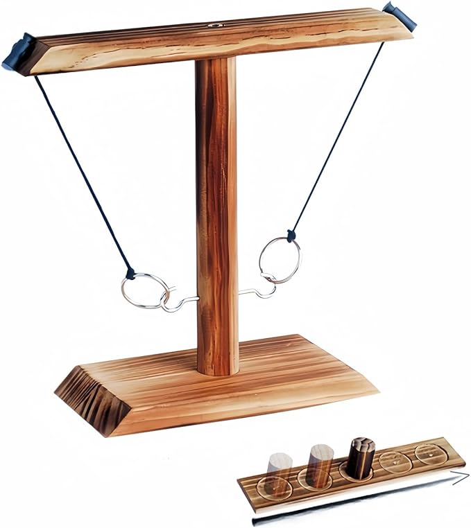 Ring Toss Game, Ring Throwing Game with Shot Put, Hook and Ring Throwing Game for Adults Kids, Fun