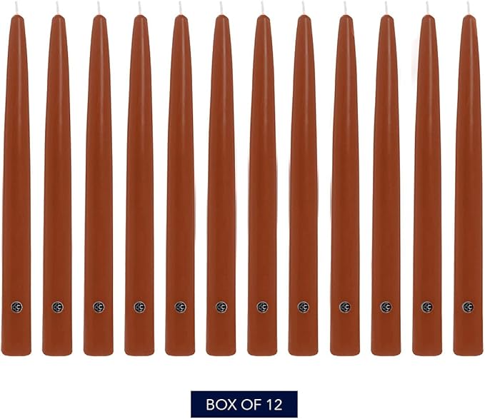 Colonial Candle Unscented Taper Candle, Handipt Collection, Amber, 12 in, Pack of 12 - Up to 10