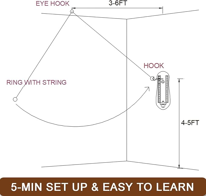 Ring Toss Game for Adults, Hook and Ring Game with String and Hooks for Indoor & Outdoor, Ring Hook