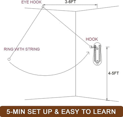 Ring Toss Game for Adults, Hook and Ring Game with String and Hooks for Indoor & Outdoor, Ring Hook