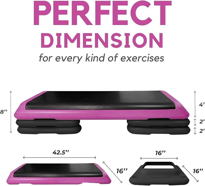 Yes4All Adjustable Workout Aerobic Exercise Step Platform Health Club Size with 4 Adjustable Risers