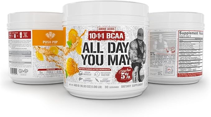 5% Nutrition Rich Piana AllDayYouMay BCAA Powder | Premium Intra & Post Workout Amino Acids