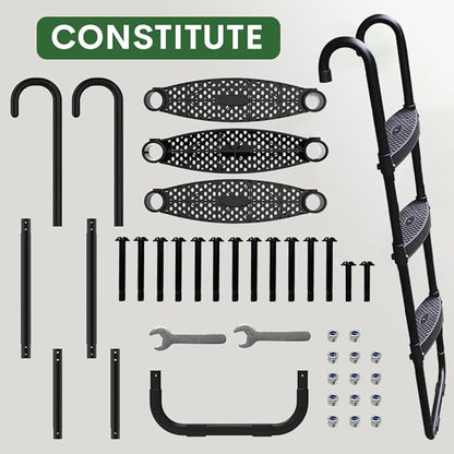 Eurmax USA Universal Easy-to-Assemble Trampoline Ladder, 3 Steps with Wide Steps, Storage Bag, 220