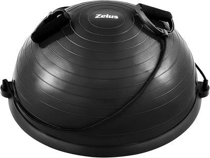 ZELUS Balance Ball Trainer with Resistance Bands and Foot Pump, Inflatable Yoga Ball for Home Gym