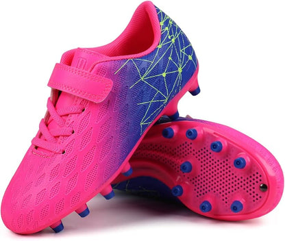 brooman Kids Firm Ground Soccer Cleats Boys Girls Athletic Outdoor Football Shoes