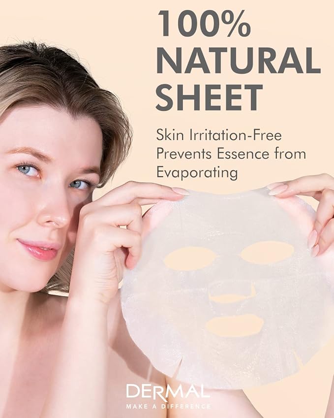 DERMAL 78 Combo Pack Collagen Essence Korean Face Mask - Hydrating & Soothing Facial Mask with