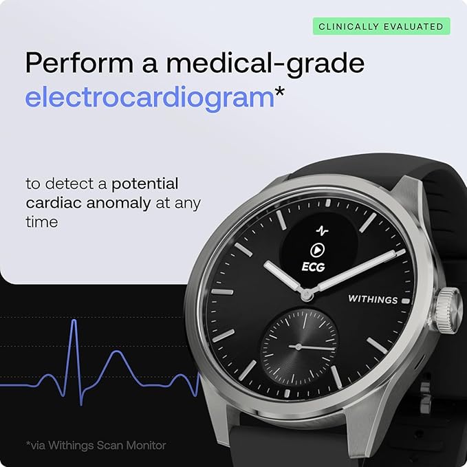 Withings ScanWatch 2 - Hybrid Smart Watch, Heart Rate Monitoring, Fitness Tracker, Cycle Tracker