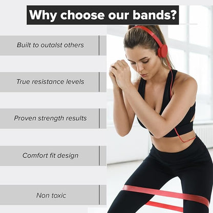Resistance Bands for Working Out (Set of 5) – Elastic Bands for Exercise & Physical Therapy – Loop