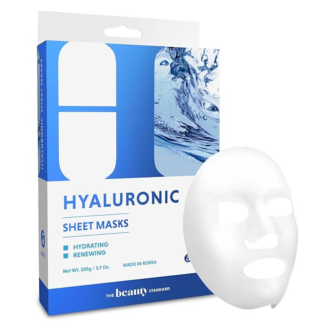 Hyaluronic Acid Sheet Face Mask - Skin Firming, Anti-Aging, Moisturizes & Plumps Skin