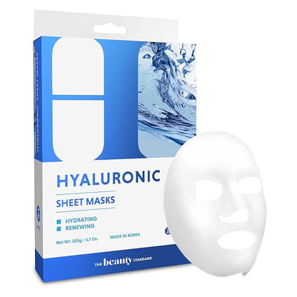 Hyaluronic Acid Sheet Face Mask - Skin Firming, Anti-Aging, Moisturizes & Plumps Skin