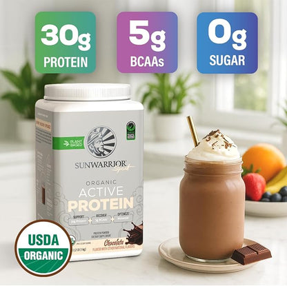 Sunwarrior Organic Plant Based Protein Powder | Vegan Organic Protein Powder with BCAA Amino Acids