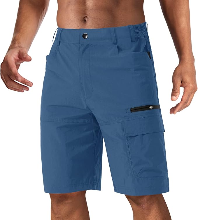 CRYSULLY Men's Hiking Cargo Shorts Outdoor Summer Lightweight Quick Dry Work Casual Shorts with 5