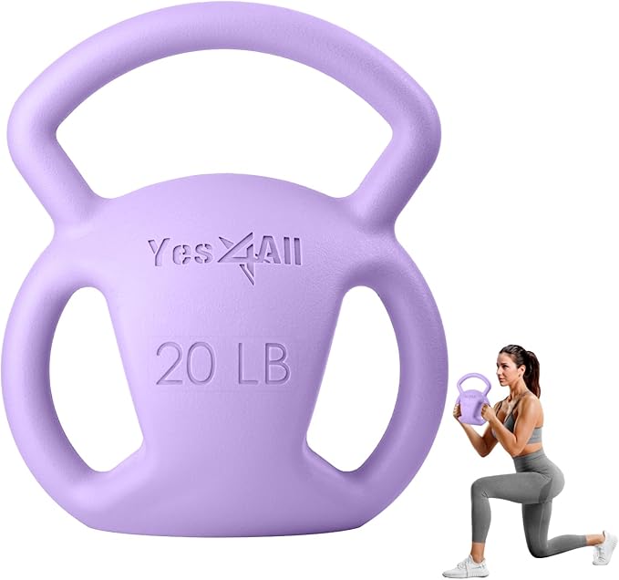 Yes4All Kettlebell, Strength Training Kettlebells for Women, Wide Multi-grip Textured Handle for