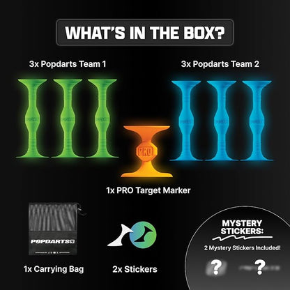 POPDARTS Glow Pack Game Set Glow in The Dark (Blue and Green) - Indoor, Outdoor Suction Cup