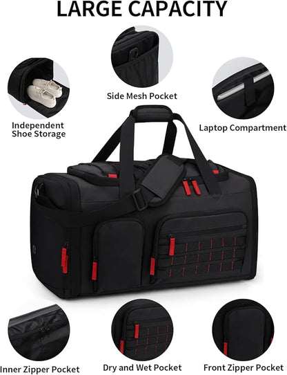 Gym Bags for Men Women, 45L Sports Travel Duffle Bag with Shoe Compartment, 3 in 1 Weekener