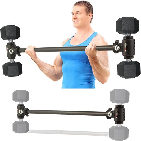 3 in 1 Dumbbell Converter Bar Set - Convert Dumbbells to Barbell & Kettlebell for Home Gym