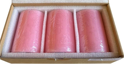 Mister Candle Dripless Unscented Pillar Candles, Set of 3 Hand Poured Solid Color Non-Scented