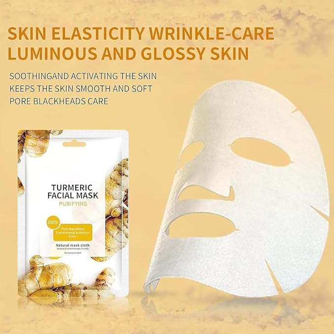10 Sheets Masks Turmeric Face Sheet Mask for Women, Hydrating Face Masks Skincare, Facial Mask